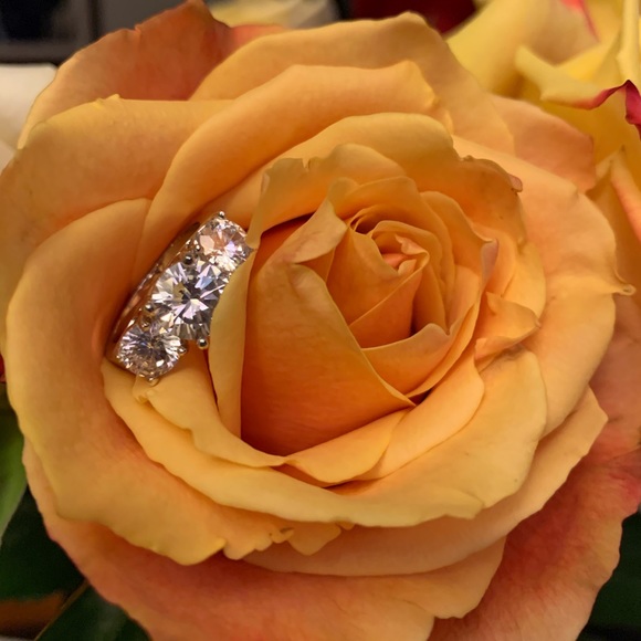 CZ By Kenneth Jay Lane Round CZ Triple Stone Ring - Picture 4 of 8